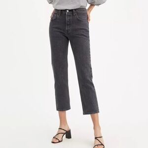EXCELLENT Levi's 501 Original Stretch Cropped Jeans - Cabo Fade Black - 24 x 26